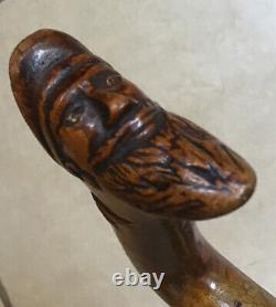 Antique Carved Sailer Head Walking Cane/Stick