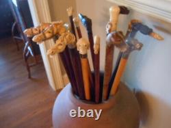 Antique Carved Scotty Dog Head Cane Walking Stick, finest ever on Ebay, Ca 1900