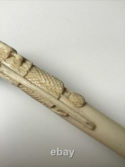 Antique Carved Shooting Scene Walking Cane