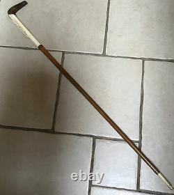 Antique Carved Shooting Scene Walking Cane