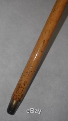 Antique Carved Top Malacca Dress Cane/Walking Stick- Plaited Wire Collar- 90cm