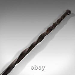 Antique Carved Walking Cane, African, Ebony, Tribal Stick, Figure, Victorian