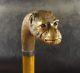 Antique Carved Walking Cane Stick Monkey Head British English J. Howell Silver