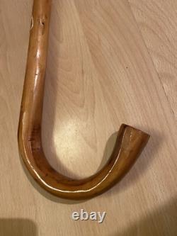 Antique Chinese Dragon Chasing Flaming Pearl Relief Hand Carved Walking Stick