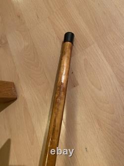 Antique Chinese Dragon Chasing Flaming Pearl Relief Hand Carved Walking Stick