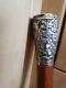 Antique Chinese Silver Carved Walking Cane Stick