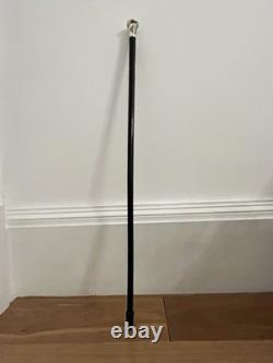 Antique Chinese Sliver Topped Walking Cane Silver Marks KW & Wood Carved Shaft