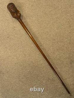 Antique Christianity Walking Stick Cane Large Hand-Carved Mary Mother of Jesus