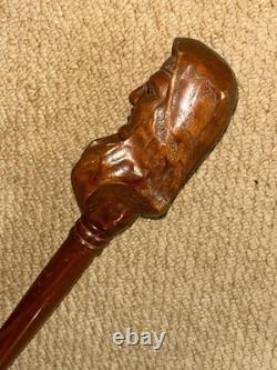 Antique Christianity Walking Stick Cane Large Hand-Carved Mary Mother of Jesus