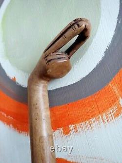 Antique Corfu Olivewood Walking Stick Cane Kerkura Hand carved Hand Olive