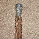 Antique Cork Wood Walking Stick Hand-Carved Indian Silver Buddhist/Oriental top