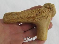 Antique Deer Stag Horn Walking Stick Handle Hand Carved Fat Boy Flirty Eyes