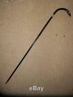Antique Dress Cane Hand Carved Eagle Handle. Hallmarked 1918 Silver Collar