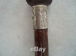 Antique Dress Cane Hand Carved Parrot Handle. Hallmarked Collar 34