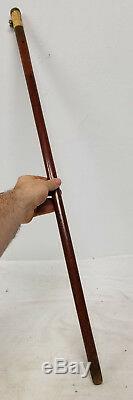 Antique Early American Dutch Style Carved Walking Stick Cane Handle Silver TOp