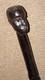 Antique Ebony African Tribal Walking Stick Hand-Carved African Man Glass Eyes