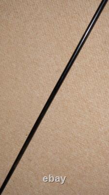 Antique Ebony African Tribal Walking Stick Hand-Carved African Man Silver Chain