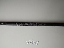 Antique Ebony Carved Walking Cane with Silver Collar