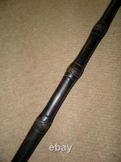 Antique Ebony Tribal African Walking Stick/Cane With Hand-Carved Man Head 94.5cm