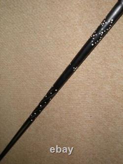 Antique Ebony Tribal African Walking Stick With Hand-Carved Elephant Top 90cm