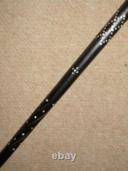 Antique Ebony Tribal African Walking Stick With Hand-Carved Elephant Top 92.5cm