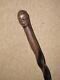 Antique Ebony Tribal Walking Stick/Cane With Hand-Carved African Man Head 89.5cm