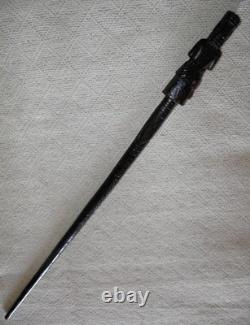 Antique Ebony Walking Stick / Cane Carved Top African Benin Warrior Eben