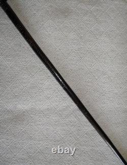 Antique Ebony Walking Stick / Cane Carved Top African Benin Warrior Eben