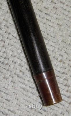Antique Ebony Walking Stick / Cane Hand Carved African Man's Head Glass Eyes