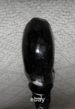 Antique Ebony Walking Stick / Cane Hand Carved African Pipe Smoking Men's Heads