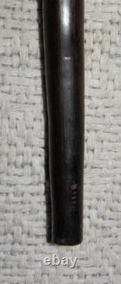 Antique Ebony Walking Stick Carved African Man's Head With Tribal Marks & Snake