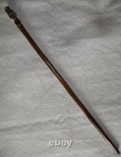 Antique Ebony Walking Stick Hand-Carved'See No Evil' Seated Monkey Handle