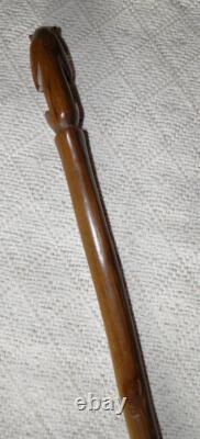 Antique Ebony Walking Stick Hand-Carved'See No Evil' Seated Monkey Handle
