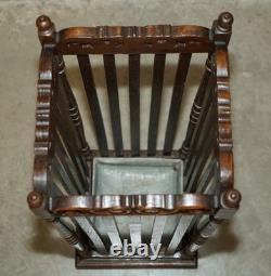 Antique Edwardian Hand Carved English Oak Walking Stick Or Umbrella Stand