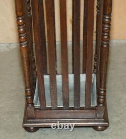 Antique Edwardian Hand Carved English Oak Walking Stick Or Umbrella Stand
