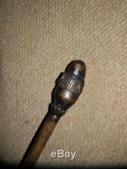 Antique FATHER FOREST Wood Spirit Hand Carved Folk-Art Cane