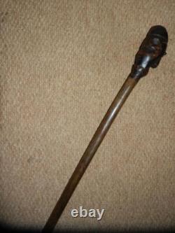 Antique FATHER FOREST Wood Spirit Hand Carved Folk-Art Walking Cane/Stick