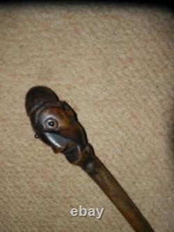Antique FATHER FOREST Wood Spirit Hand Carved Folk-Art Walking Cane/Stick