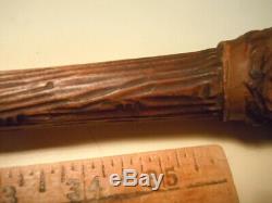 Antique Fantastic Carved wood Dog Head Cane Walking Stick, glass eyes Ca 1890