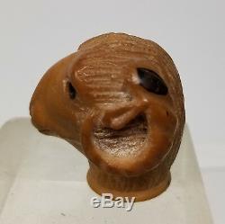 Antique Finely Carved Unusual Cane Walkingstick Umbrell Head Ram Chinese