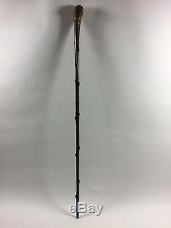 Antique Folk Art Cane Walking Stick Hand Carved mans head