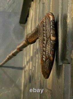 Antique Folk Art Hand Carved Cane walking Stick Talon Claw