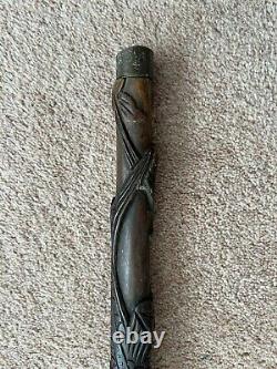 Antique Folk Art Hand Carved Spectacular Monkey Walking Stick Cane
