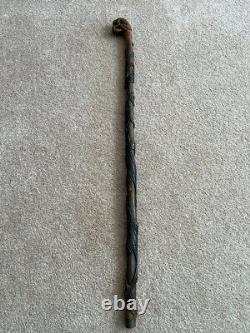 Antique Folk Art Hand Carved Spectacular Monkey Walking Stick Cane