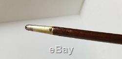 Antique Folk Art Hand Carved Wood Classy Man Face Head Tie Cane Walking Stick