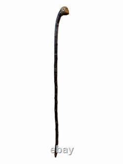 Antique Folk Art Primitive Knobby Carved Wood Walking Stick Cane Old