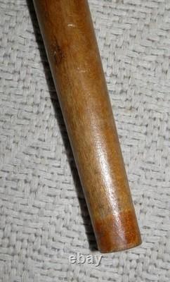 Antique Fruit Wood Walking Stick / Cane Hand Carved Shaft & Dragon Head Crook
