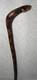 Antique Fully Hand-Carved Rattle Snake Walking Stick Scorched Pine 92cm Long