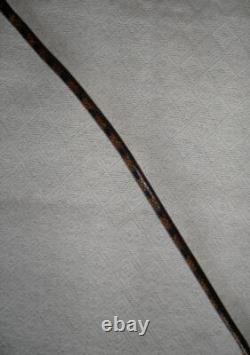 Antique Fully Hand-Carved Rattle Snake Walking Stick Scorched Pine 92cm Long
