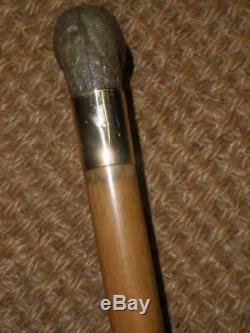 Antique GP Walking Stick/Cane With Carved Resin Birds Head Top With Glass Eyes